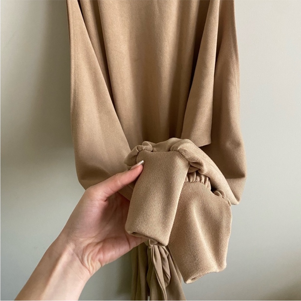 Lovers + Friends Gloria Cold Shoulder Sweater Mini Dress Medium Tan Revolve - Picture 8 of 9